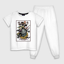 Пижама хлопковая детская Команда Кайдзю - Кайдзю номер 8, цвет: белый