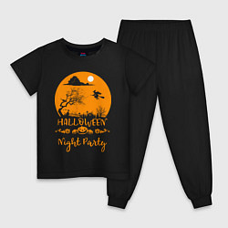 Пижама хлопковая детская Добро пожаловать на halloween night party, цвет: черный