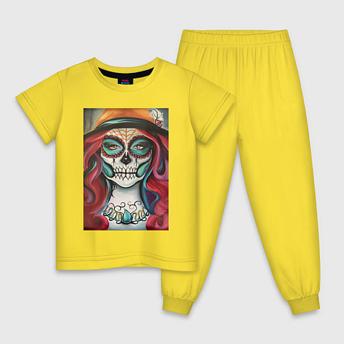 Детская пижама Santa muerte картина в цвете / Желтый – фото 1