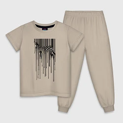 Пижама хлопковая детская Зебра - штрих код, цвет: миндальный