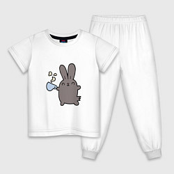 Пижама хлопковая детская Чайный кролик, цвет: белый
