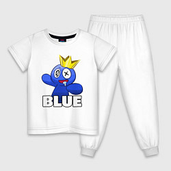 Пижама хлопковая детская Радужные друзья веселый Синий, цвет: белый