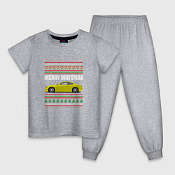 Пижама хлопковая детская Merry Driftmas Nissan Silvia S15 Ugly Sweater, цвет: меланж