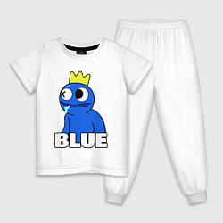 Пижама хлопковая детская Радужные друзья Синий следит, цвет: белый