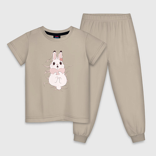 Детская пижама Cute white rabbit / Миндальный – фото 1
