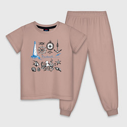 Пижама хлопковая детская Nautical, цвет: пыльно-розовый