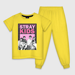 Пижама хлопковая детская Stray Kids boy band, цвет: желтый