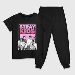 Пижама хлопковая детская Stray Kids boy band, цвет: черный