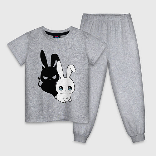 Детская пижама Милый кролик - ангелочек или дьяволёнок? / Меланж – фото 1