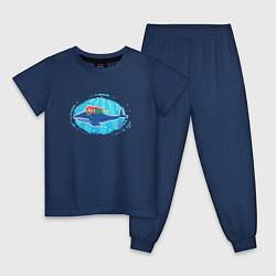 Пижама хлопковая детская Русалочка и кит, цвет: тёмно-синий