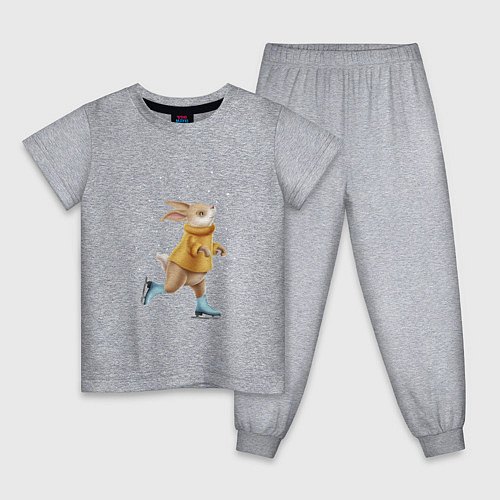 Детская пижама Кролик на коньках / Меланж – фото 1