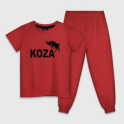 Пижама хлопковая детская Коза вместо пумы, цвет: красный