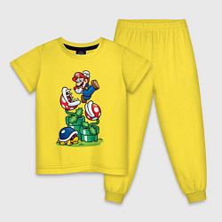Пижама хлопковая детская Ретро Марио, цвет: желтый