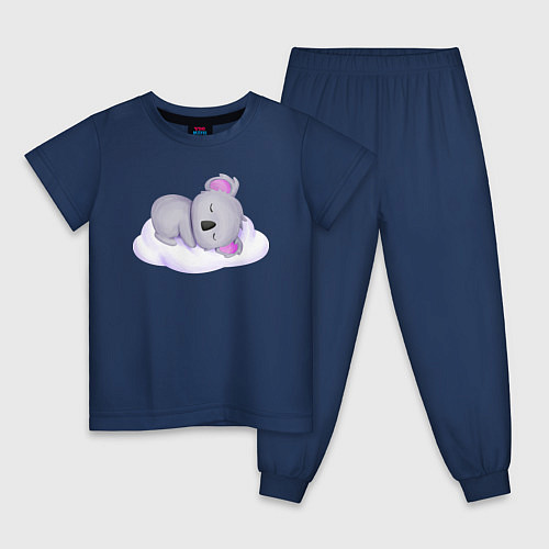 Детская пижама Милая коала спит на облаке / Тёмно-синий – фото 1