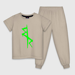 Пижама хлопковая детская Logotype - Cyberpunk: Edgerunners, цвет: миндальный