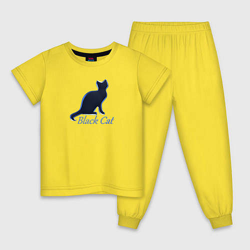 Детская пижама Черный неоновый кот / Желтый – фото 1