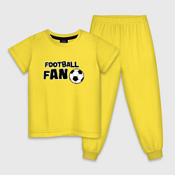 Пижама хлопковая детская Фанат футбола надпись, цвет: желтый