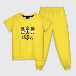 Пижама хлопковая детская Рождество и Новый год 2023, цвет: желтый