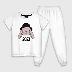 Пижама хлопковая детская Кролик в шапке 2023, цвет: белый