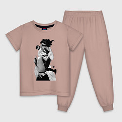 Пижама хлопковая детская Джотаро и платиновая звезда, цвет: пыльно-розовый