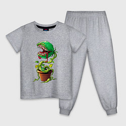 Пижама хлопковая детская Плотоядный цветок из игры Марио, цвет: меланж