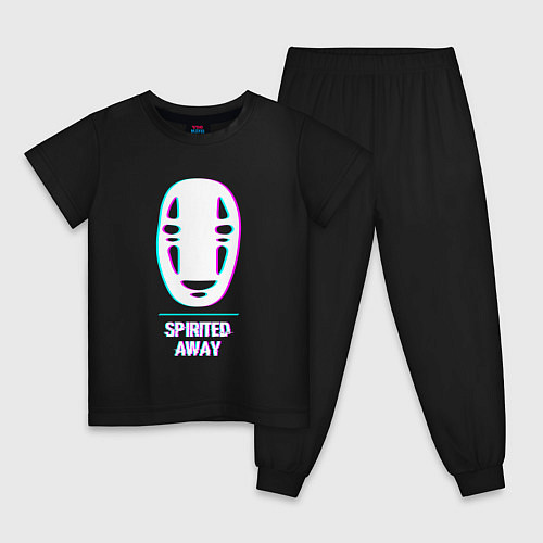Детская пижама Символ Spirited Away в стиле glitch / Черный – фото 1