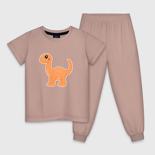 Детская пижама Динозавр оранжевый / Пыльно-розовый – фото 1