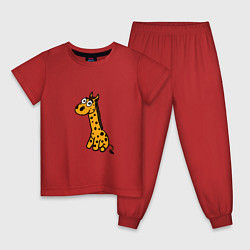 Пижама хлопковая детская Игрушка жираф, цвет: красный