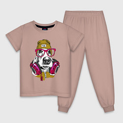 Пижама хлопковая детская Dj dog, цвет: пыльно-розовый
