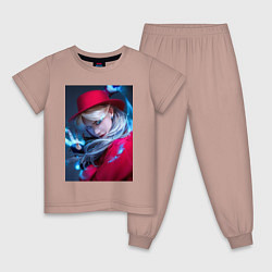 Пижама хлопковая детская Felix fan art No Easy, цвет: пыльно-розовый