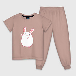 Пижама хлопковая детская Круглый кролик, цвет: пыльно-розовый