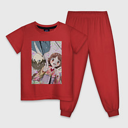 Пижама хлопковая детская Тамахико Сима и Юдзуки Татибана - Сказка о девушке, цвет: красный