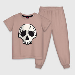 Пижама хлопковая детская Светлый череп, цвет: пыльно-розовый