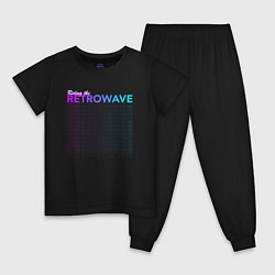 Пижама хлопковая детская Riding the retrowave, цвет: черный