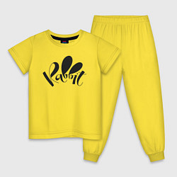 Пижама хлопковая детская Надпись Rabbit, цвет: желтый