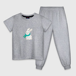 Пижама хлопковая детская Милый кролик - символ 2023 года, цвет: меланж