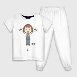 Пижама хлопковая детская Офисная леди в восторге, цвет: белый