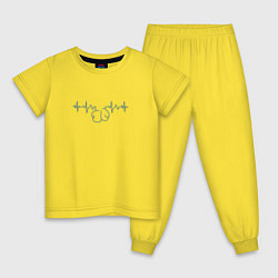Пижама хлопковая детская Бокс в сердце, цвет: желтый