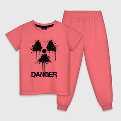 Пижама хлопковая детская Danger radiation symbol, цвет: коралловый