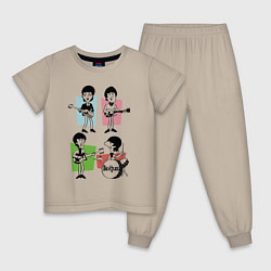 Пижама хлопковая детская The Beatles - drawing - sketch, цвет: миндальный