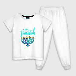 Пижама хлопковая детская Happy Hanukkah, цвет: белый