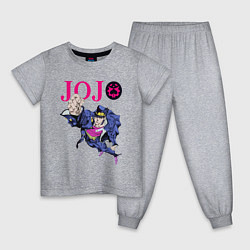Пижама хлопковая детская Дзётаро Кудзё грозит кулаком, цвет: меланж