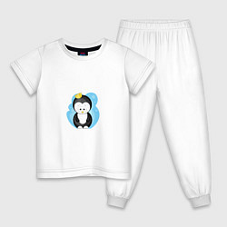 Пижама хлопковая детская Королевский пингвин, цвет: белый