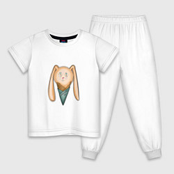 Пижама хлопковая детская Зайчик-мороженое, цвет: белый