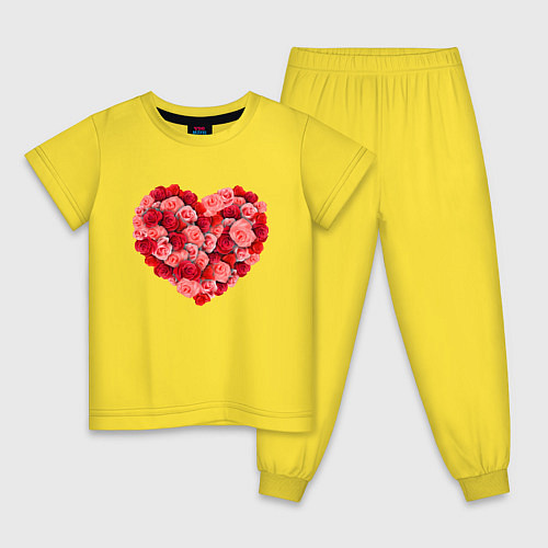 Детская пижама Сердце составленное из роз / Желтый – фото 1