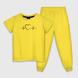 Пижама хлопковая детская Сердце пульс, цвет: желтый