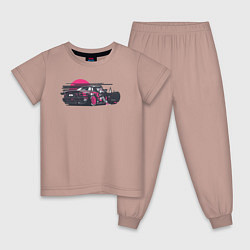 Пижама хлопковая детская JDM Girl, цвет: пыльно-розовый