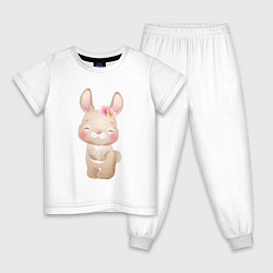 Пижама хлопковая детская Зайчик 2023 год, цвет: белый