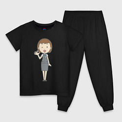 Пижама хлопковая детская Офисная леди согласна, цвет: черный