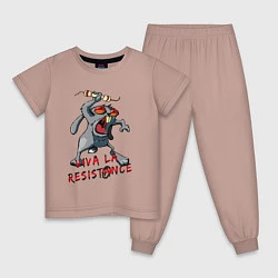 Пижама хлопковая детская La resistance, цвет: пыльно-розовый